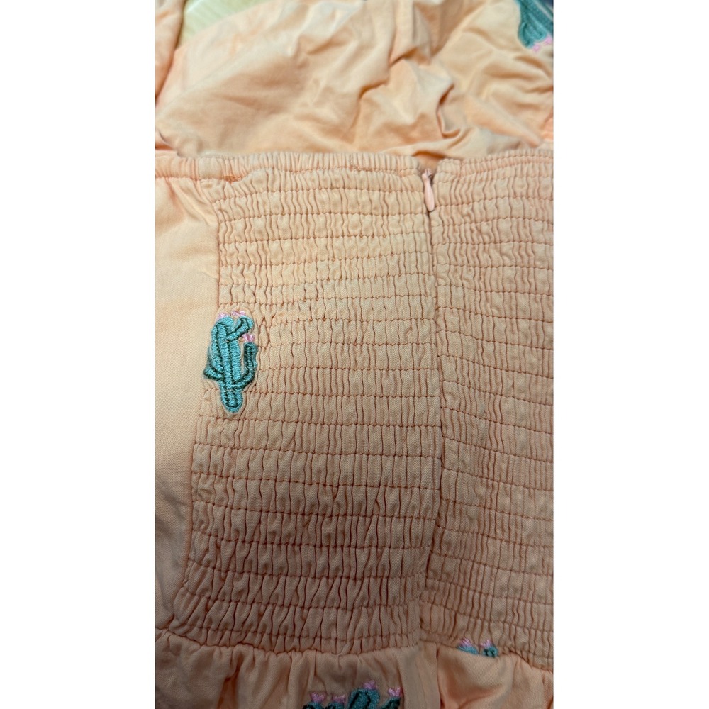 Altar'd State Cactus Embroidered Mini Dress Womens Medium Peach Excellent Boho - Picture 8 of 8